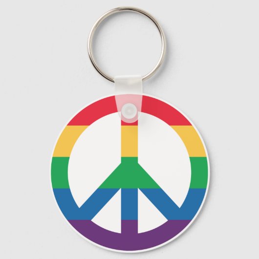 Rainbow Pride Peace Sign Button Schlüsselanhänger (Vorderseite)