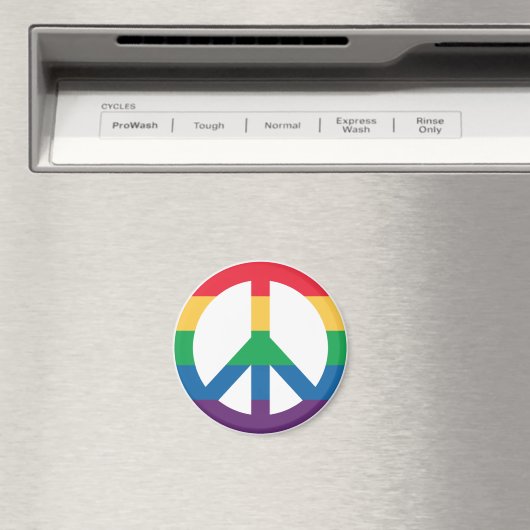 Rainbow Pride Peace Sign Kühlschrankmagnet (In Situ (Geschirrspüler))