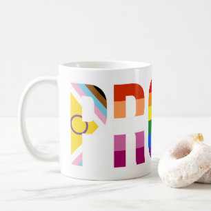 Rainbow Pride 'Proud': LGBTQ-Flaggenfarben Buchsta Kaffeetasse