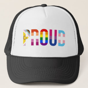 Rainbow Pride 'Proud': LGBTQ-Flaggenfarben Buchsta Truckerkappe