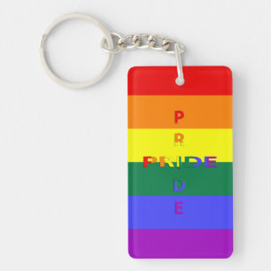 Rainbow Pride Rectangle (beidseitig) Schlüsselanhä Schlüsselanhänger