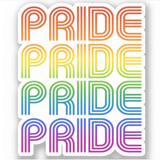 Rainbow Pride Retro Aufkleber (Vorderseite)
