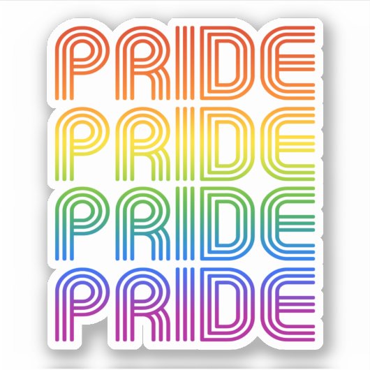 Rainbow Pride Retro Aufkleber (Vorderseite)