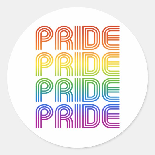 Rainbow Pride Retro Runder Aufkleber (Vorderseite)