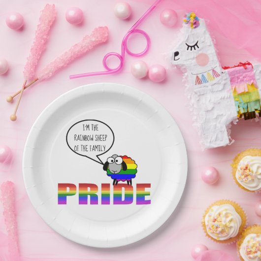 Rainbow Pride Sheep Paper Plate Pappteller (Party)