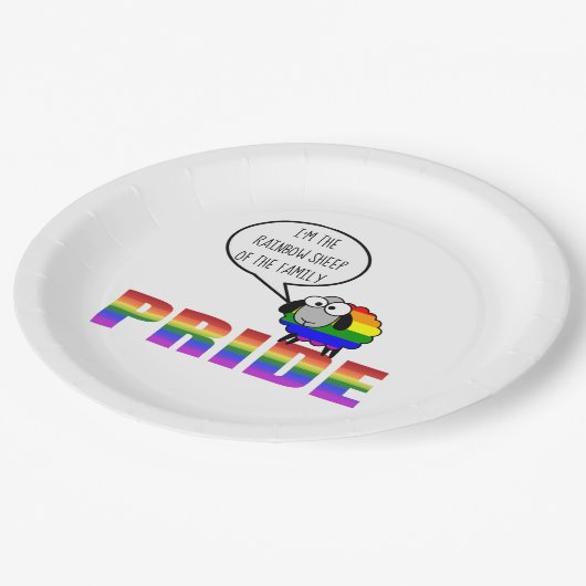 Rainbow Pride Sheep Paper Plate Pappteller (Schrägansicht)