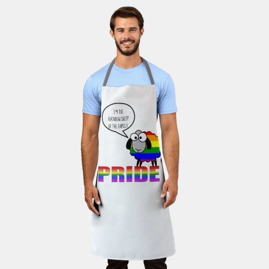 Rainbow Pride Sheep Schürze, groß Schürze (Getragen)