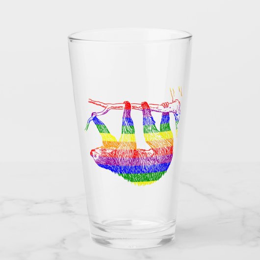 Rainbow Pride Sloth Drink Glass Glas (Vorderseite)