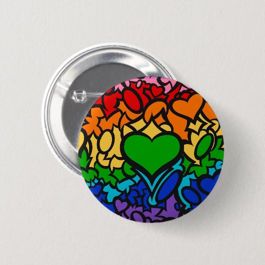 Rainbow Pride Squiggle Button (Vorne & Hinten)