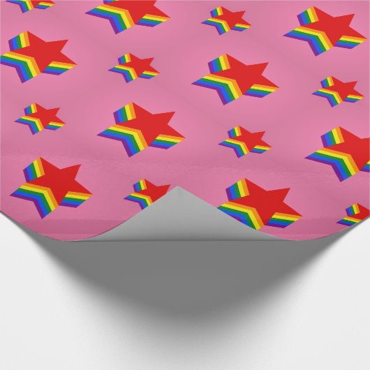Rainbow pride stars Wrapping Paper Geschenkpapier (Ecke)