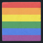 Rainbow Pride Steinuntersetzer<br><div class="desc">Die Regenbogenflagge repräsentiert das Diversity von Schwulen und Lesben auf der ganzen Welt. In der ursprünglichen 8-Farben Version stand Rosa für Sexualität,  rot für Leben,  orange für Heilung,  gelb für die Sonne,  grün für die Natur,  türkis für Kunst,  indigo für Harmonie und violett für Geist.</div>