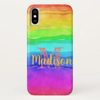 Rainbow Pride Stripes Wasserfarbe Fun Anfangsname Case-Mate iPhone Hülle