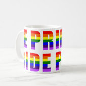 Rainbow Pride Text Art auf benutzerdefinierter Far Kaffeetasse (Vorderseite Links)