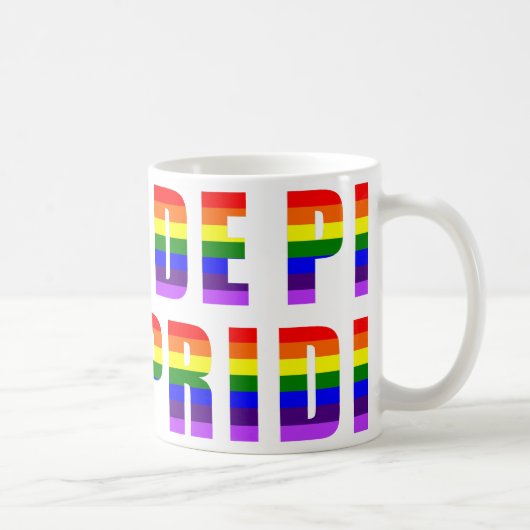 Rainbow Pride Text Art auf benutzerdefinierter Far Kaffeetasse (Rechts)