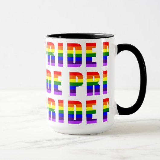 Rainbow Pride Text Art auf benutzerdefinierter Far Tasse (Rechts)