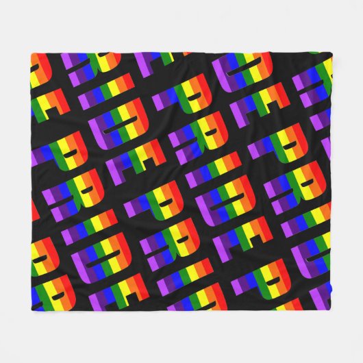 Rainbow Pride Text Art auf benutzerdefinierter sch Fleecedecke (Vorderseite (Horizontal))