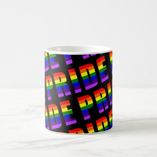 Rainbow Pride Text Art auf benutzerdefinierter sch Kaffeetasse (Mittel)