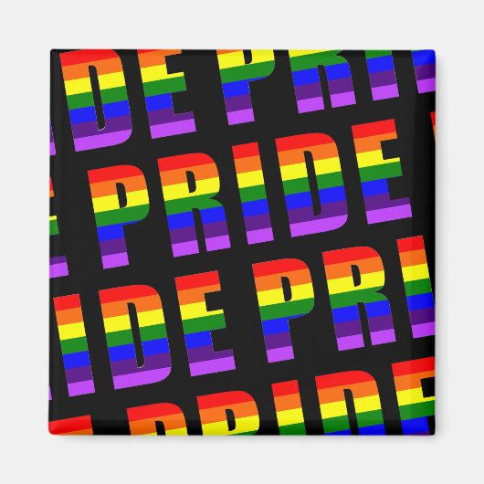 Rainbow Pride Text Art auf benutzerdefinierter sch Magnet (Vorne)