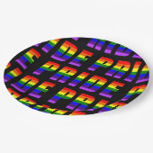 Rainbow Pride Text Art auf benutzerdefinierter sch Pappteller (Schrägansicht)