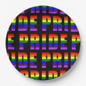 Rainbow Pride Text Art auf benutzerdefinierter sch Pappteller (Vorderseite)