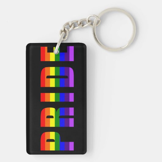 Rainbow Pride Text Art auf benutzerdefinierter sch Schlüsselanhänger (Rückseite)