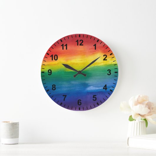 Rainbow Pride Wall Clock Große Wanduhr (Zuhause)