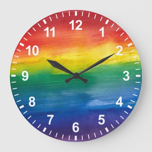Rainbow Pride Wall Clock Große Wanduhr (Vorderseite)