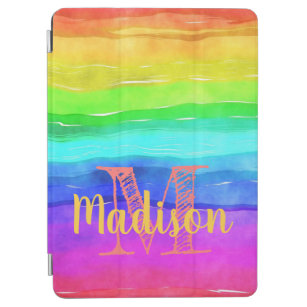 Rainbow Pride Watercolor Streifen Anfangsname iPad Air Hülle