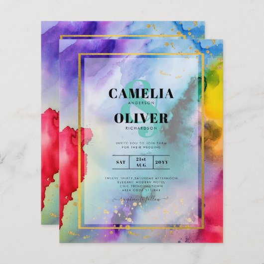 RAINBOW PRIDE WEDING INVITATION Tinte LeahG (Vorne/Hinten)