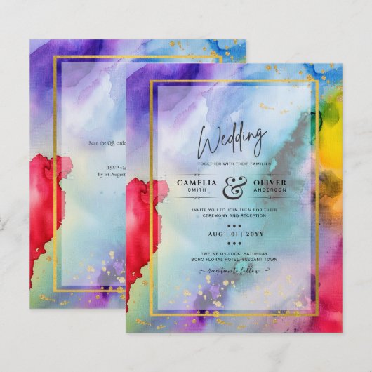 RAINBOW PRIDE WEDING INVITATION Tinte LeahG (Vorne/Hinten)
