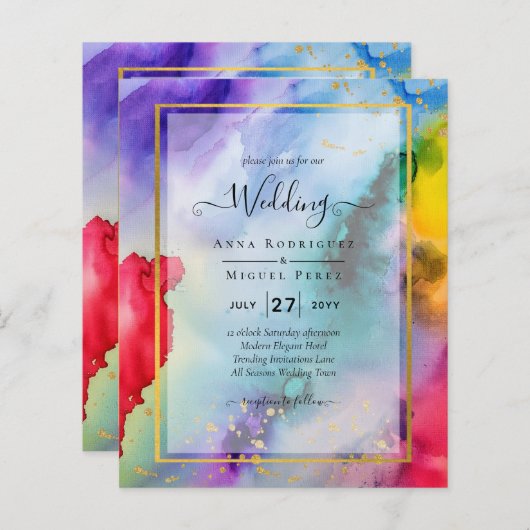 RAINBOW PRIDE WEDING INVITATION Tinte LeahG (Vorne/Hinten)
