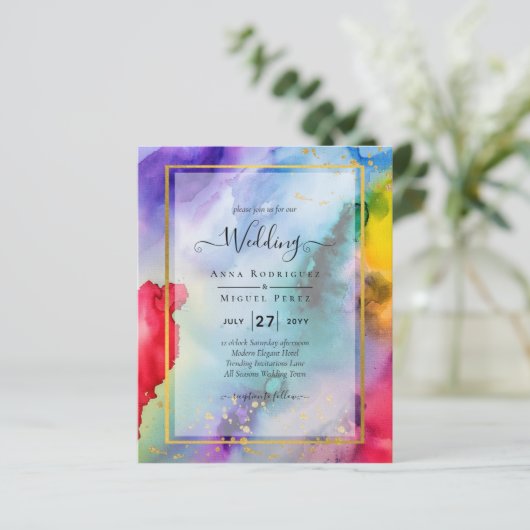 RAINBOW PRIDE WEDING INVITATION Tinte LeahG (Stehend Vorderseite)