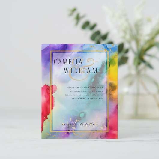 RAINBOW PRIDE WEDING INVITATION Tinte LeahG (Stehend Vorderseite)