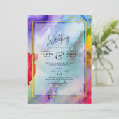 RAINBOW PRIDE WEDING INVITATION Tinte LeahG Einladung (Stehend Vorderseite)
