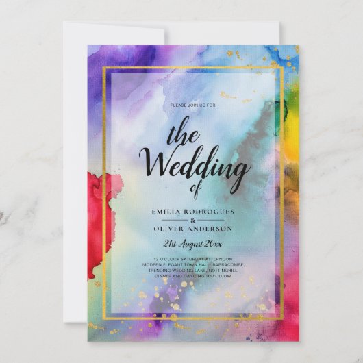 RAINBOW PRIDE WEDING INVITATION Tinte LeahG Einladung (Vorderseite)