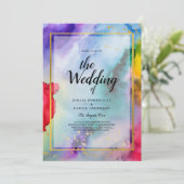 RAINBOW PRIDE WEDING INVITATION Tinte LeahG Einladung (Stehend Vorderseite)