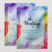 RAINBOW PRIDE WEDING INVITATION Tinte LeahG Einladung (Vorne/Hinten)