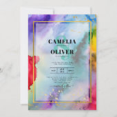 RAINBOW PRIDE WEDING INVITATION Tinte LeahG Einladung (Vorderseite)