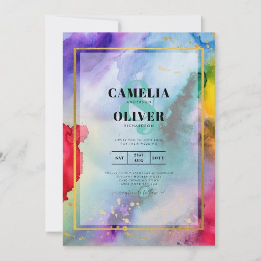 RAINBOW PRIDE WEDING INVITATION Tinte LeahG Einladung (Vorderseite)