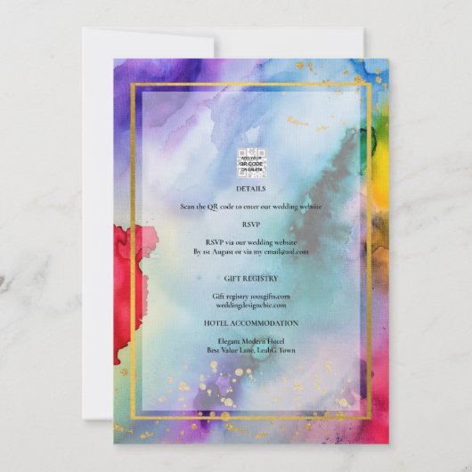 RAINBOW PRIDE WEDING INVITATION Tinte LeahG Einladung (Rückseite)