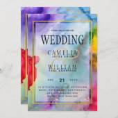 RAINBOW PRIDE WEDING INVITATION Tinte LeahG Einladung (Vorne/Hinten)