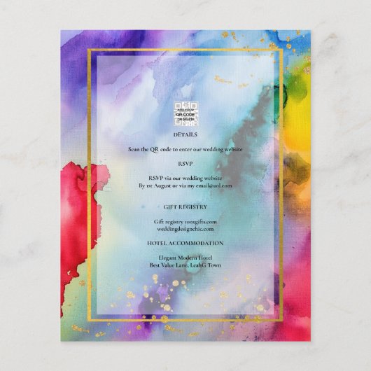 RAINBOW PRIDE WEDING INVITATION Tinte LeahG Flyer (Hinten)