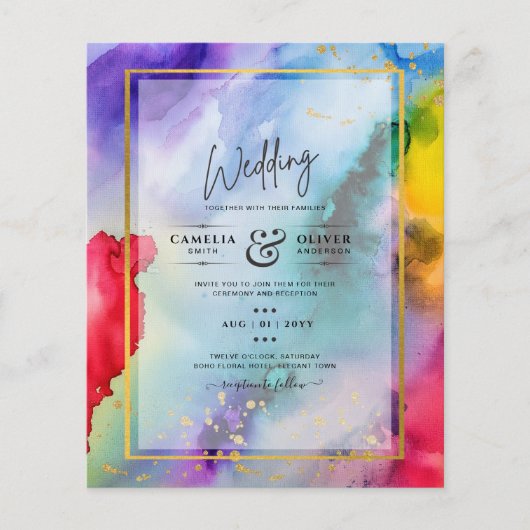 RAINBOW PRIDE WEDING INVITATION Tinte LeahG Flyer (Vorne)