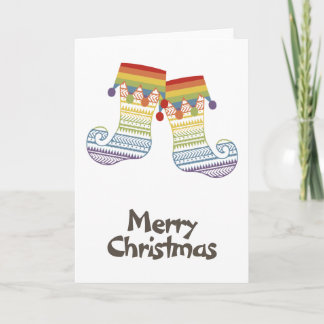 Rainbow Pride Whimsical Christmas Strumpfs Feiertagskarte