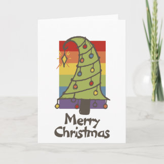Rainbow Pride Whimsical Weihnachtsbaum Feiertagskarte