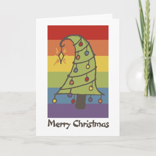 Rainbow Pride Whimsical Weihnachtsbaum Feiertagskarte (Vorderseite)