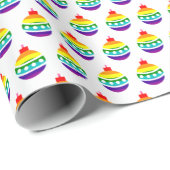 Rainbow Prilag Flag Bauble Pattern LGBTQ Weihnacht Geschenkpapier (Rolleneckpunkt)