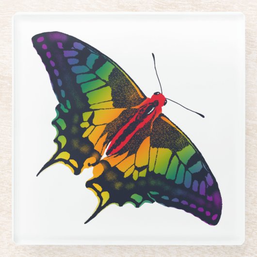 Rainbow Prilag Frack Butterfly Glasuntersetzer (Vorderseite)
