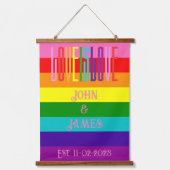 Rainbow Prilag Gay Wedding Couple LGBTQ Wandteppich Mit Holzrahmen (Vorderseite)