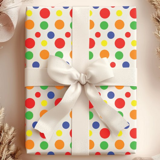 Rainbow Primary Polka Dots Pattern Geschenkpapier